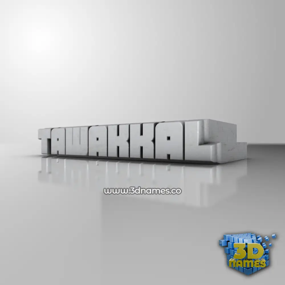 tawakkal in White Metro style - 3D name wallpaper