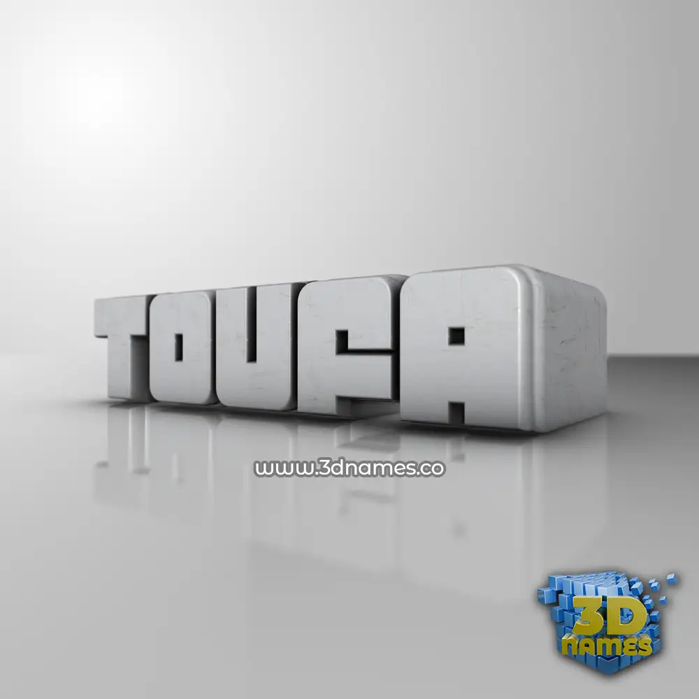 toufa in White Metro style - 3D name wallpaper