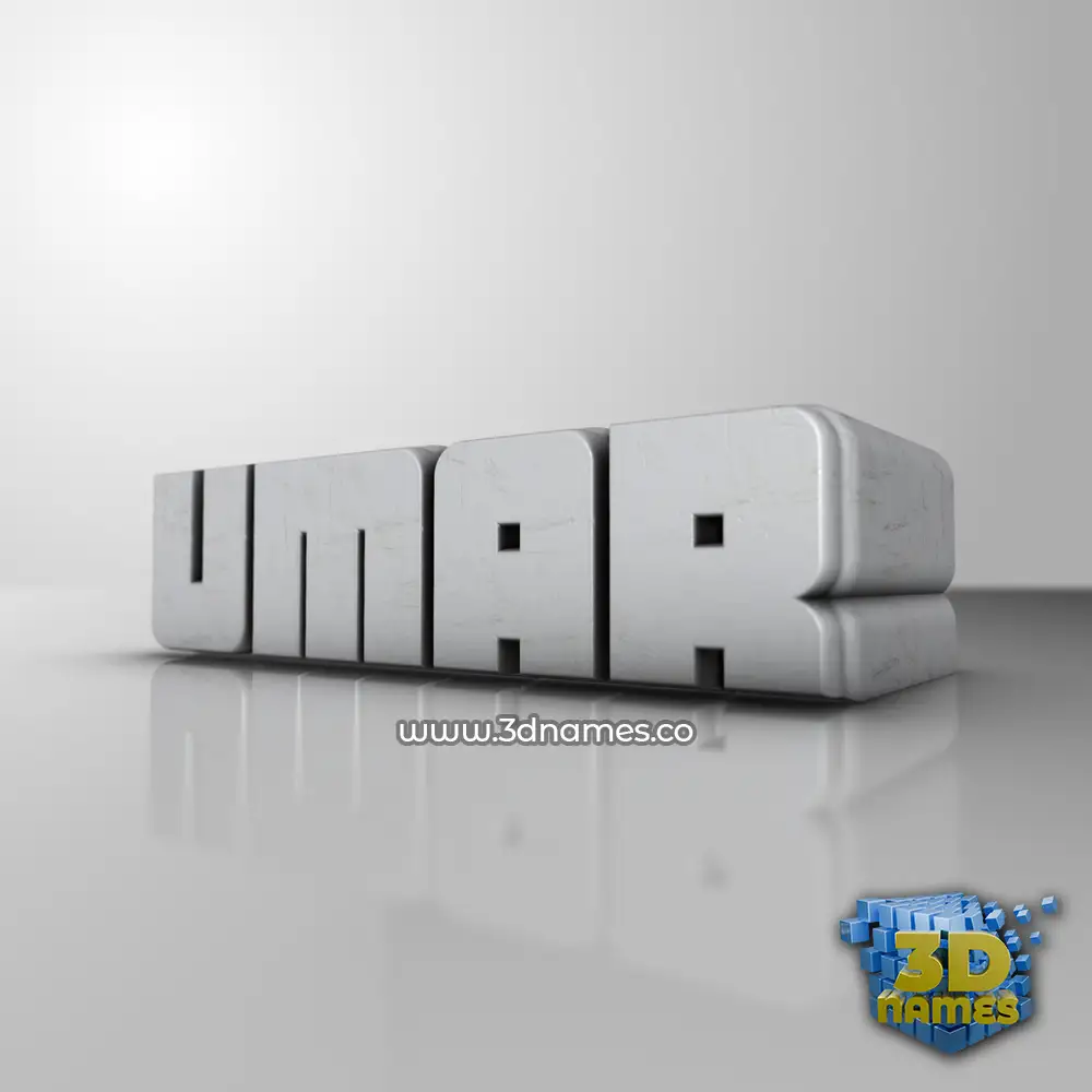 umar in White Metro style - 3D name wallpaper