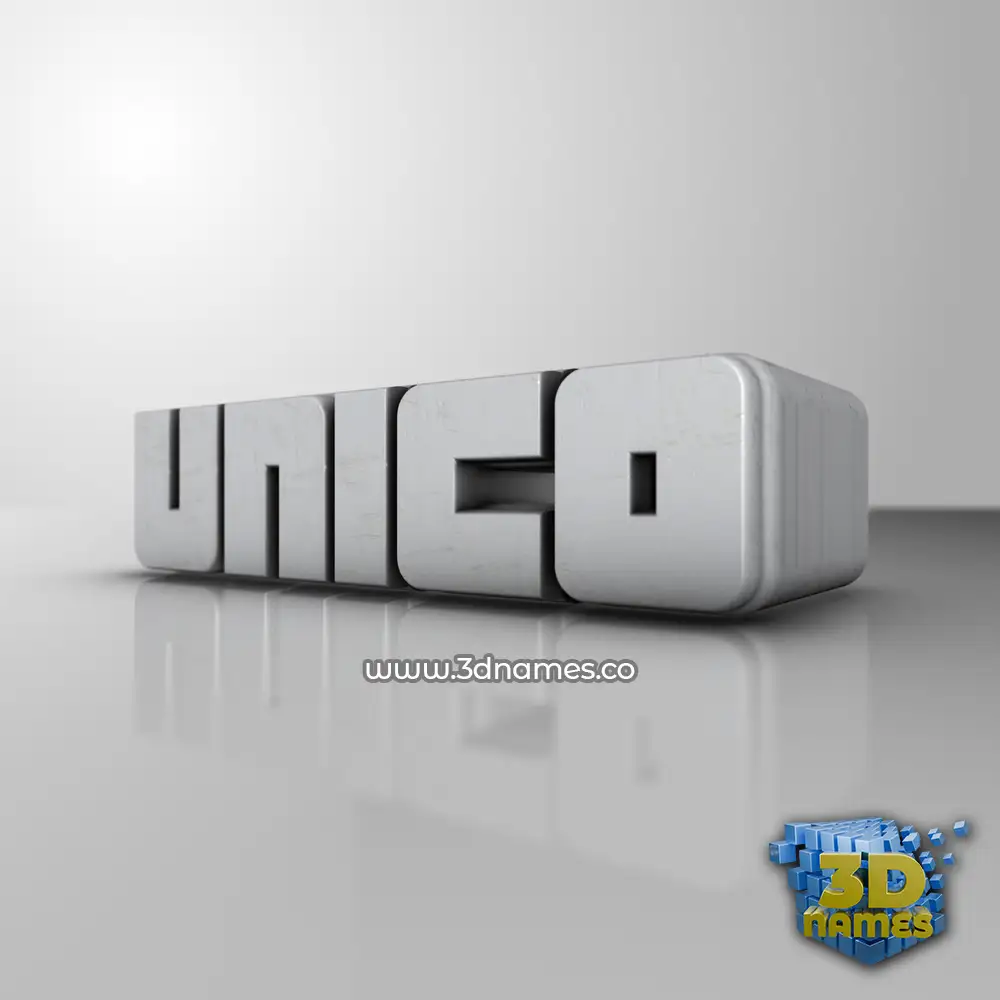 unico in White Metro style - 3D name wallpaper