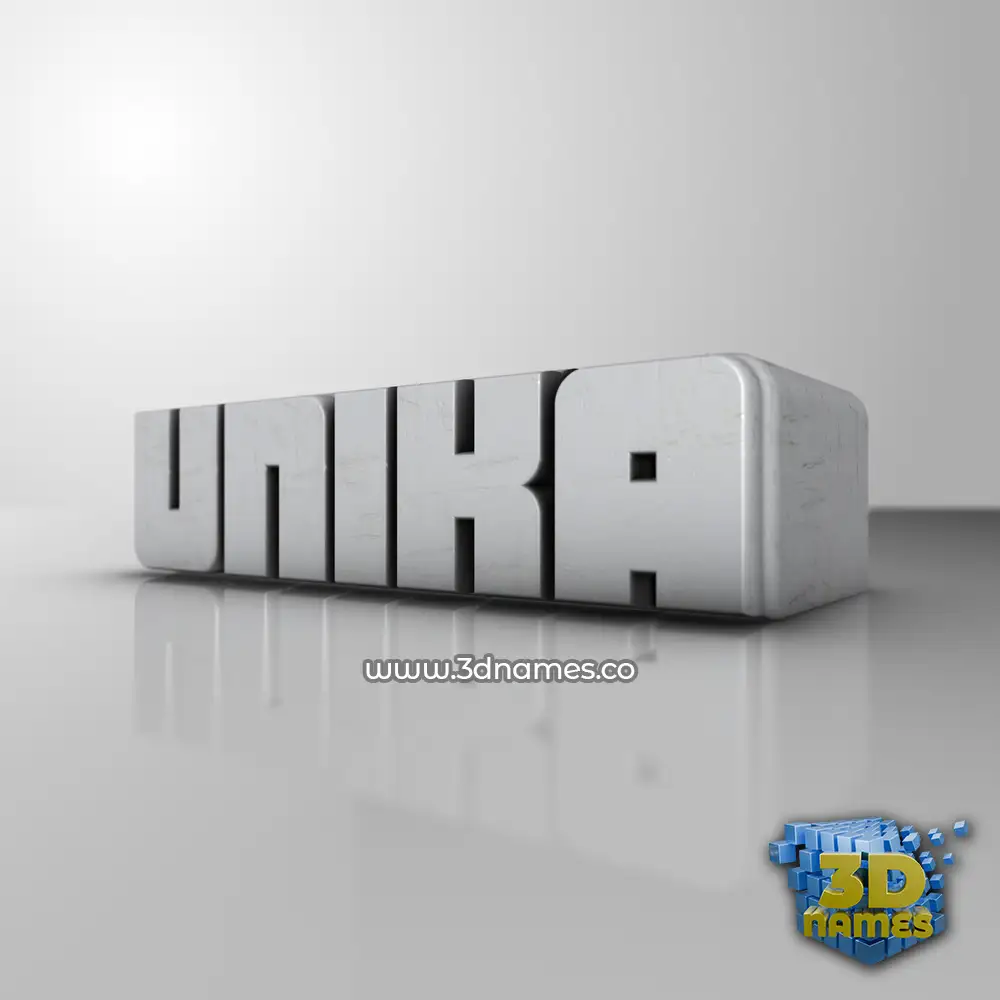 unika in White Metro style - 3D name wallpaper