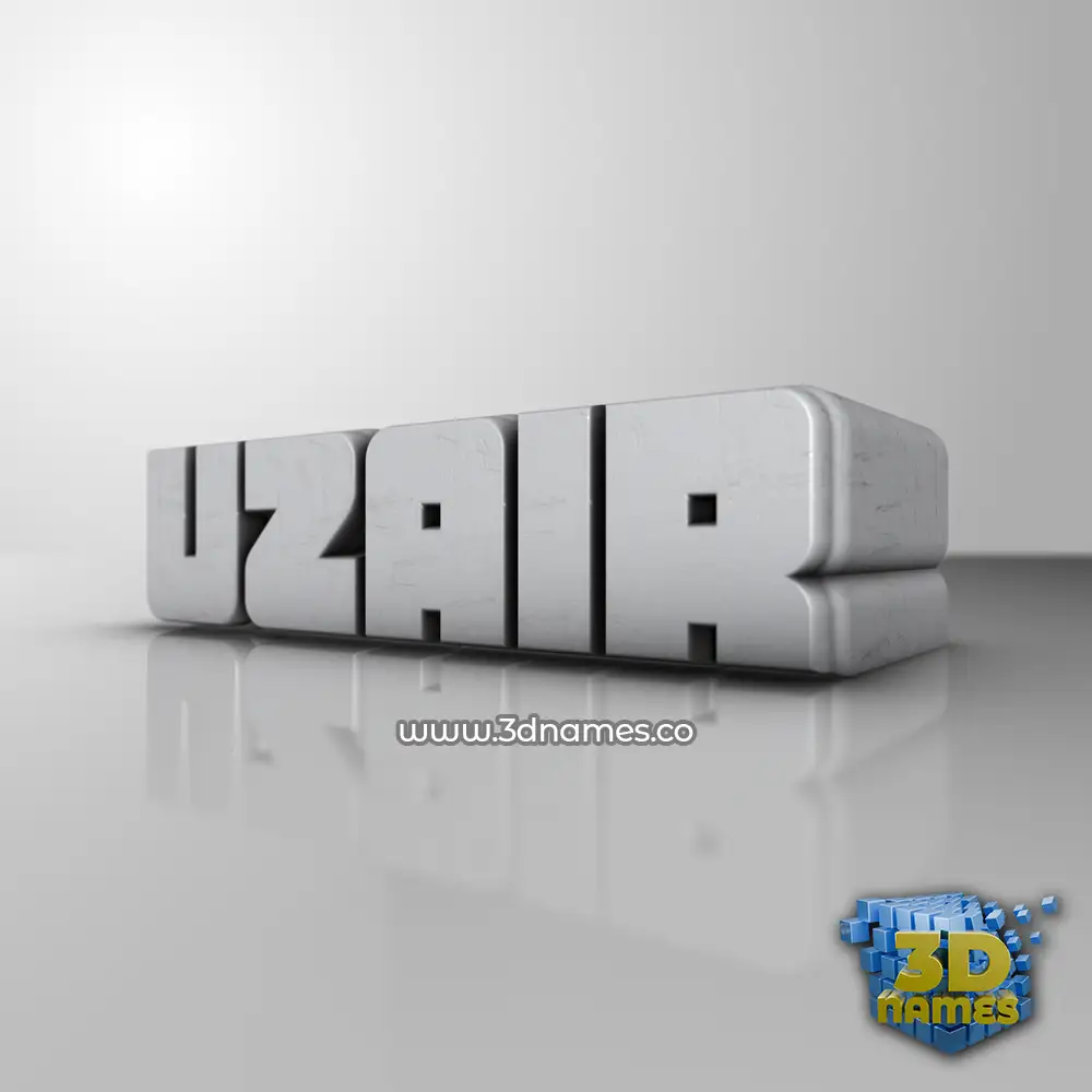 uzair in White Metro style - 3D name wallpaper