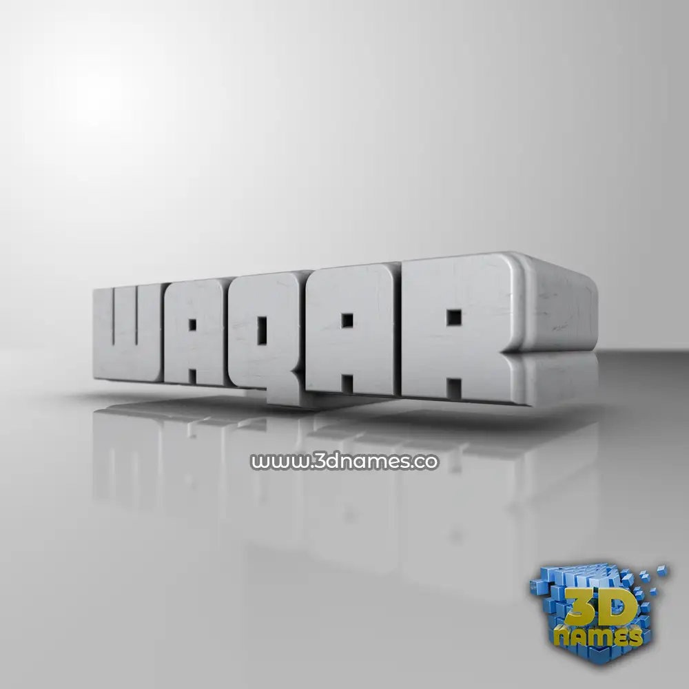 waqar in White Metro style - 3D name wallpaper