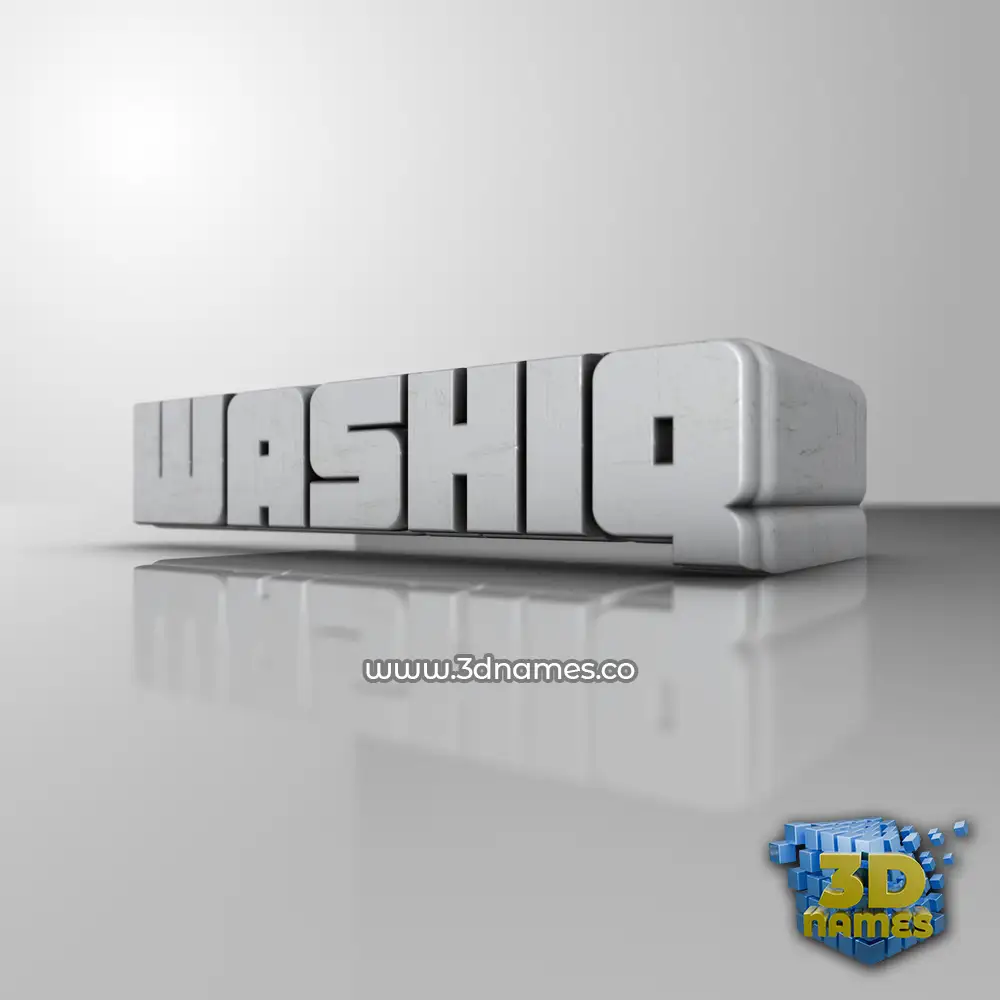 washiq in White Metro style - 3D name wallpaper