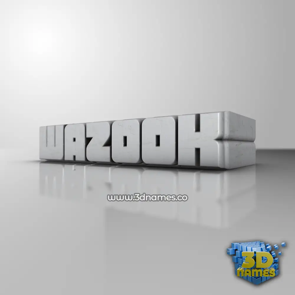 wazook in White Metro style - 3D name wallpaper