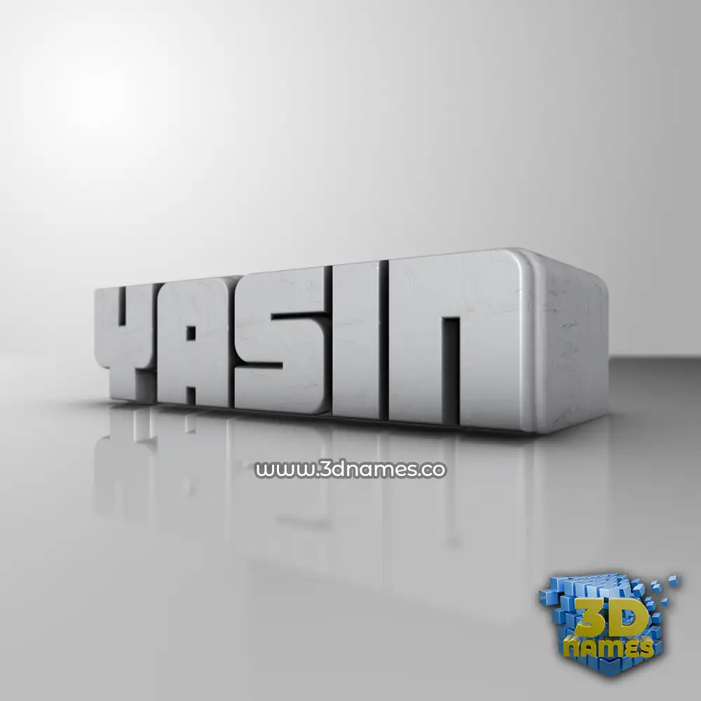 yasin in White Metro style - 3D name wallpaper