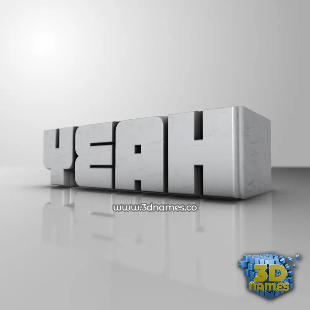 yeah in White Metro style - 3D name wallpaper