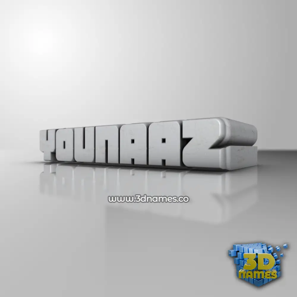 younaaz in White Metro style - 3D name wallpaper