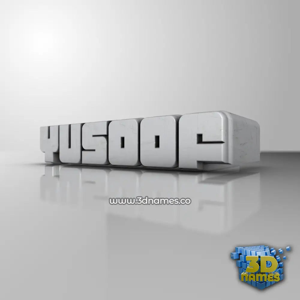 yusoof in White Metro style - 3D name wallpaper