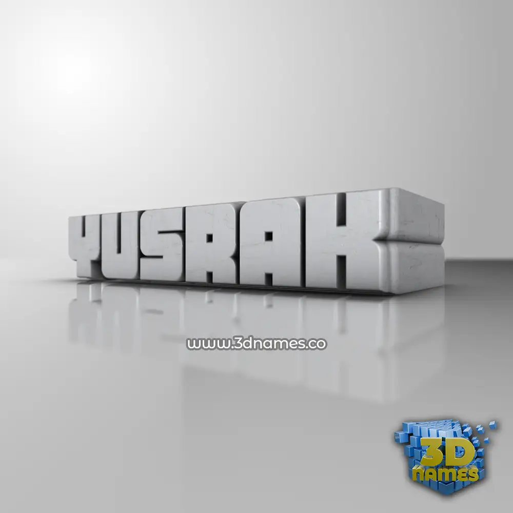 yusrak in White Metro style - 3D name wallpaper