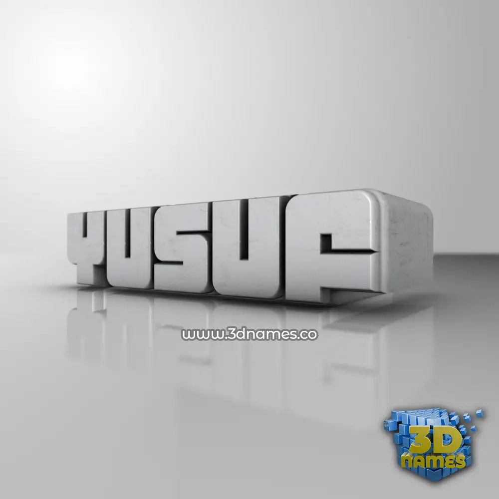 yusuf in White Metro style - 3D name wallpaper