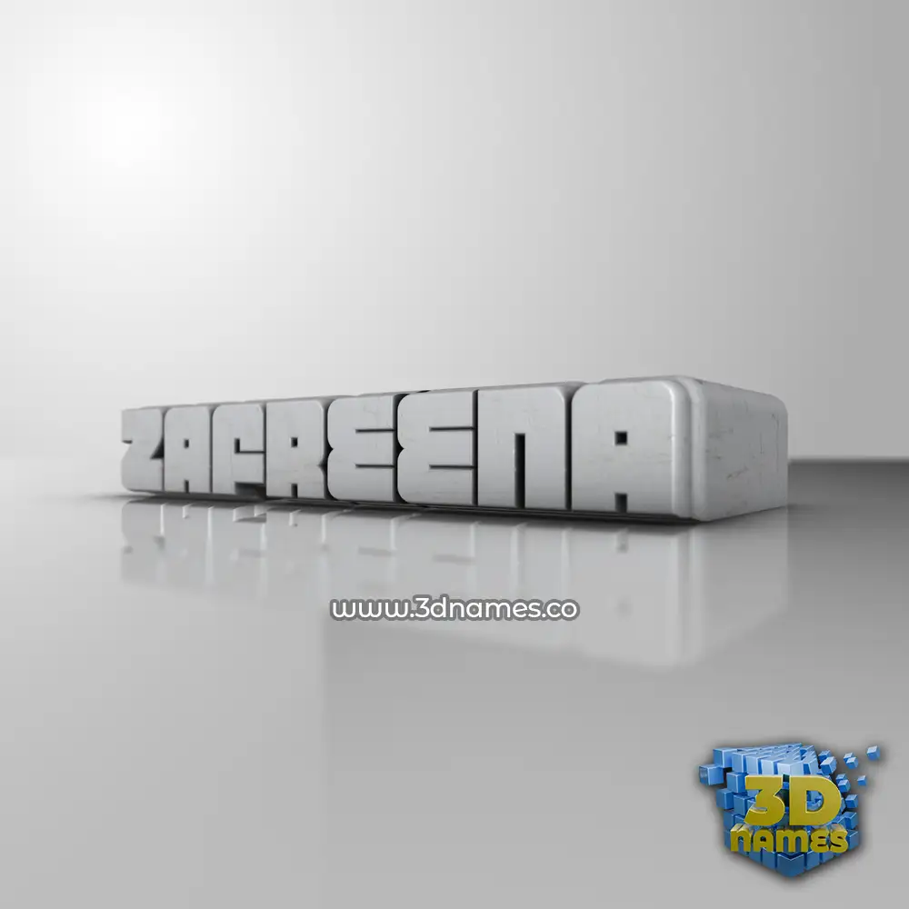 zafreena in White Metro style - 3D name wallpaper