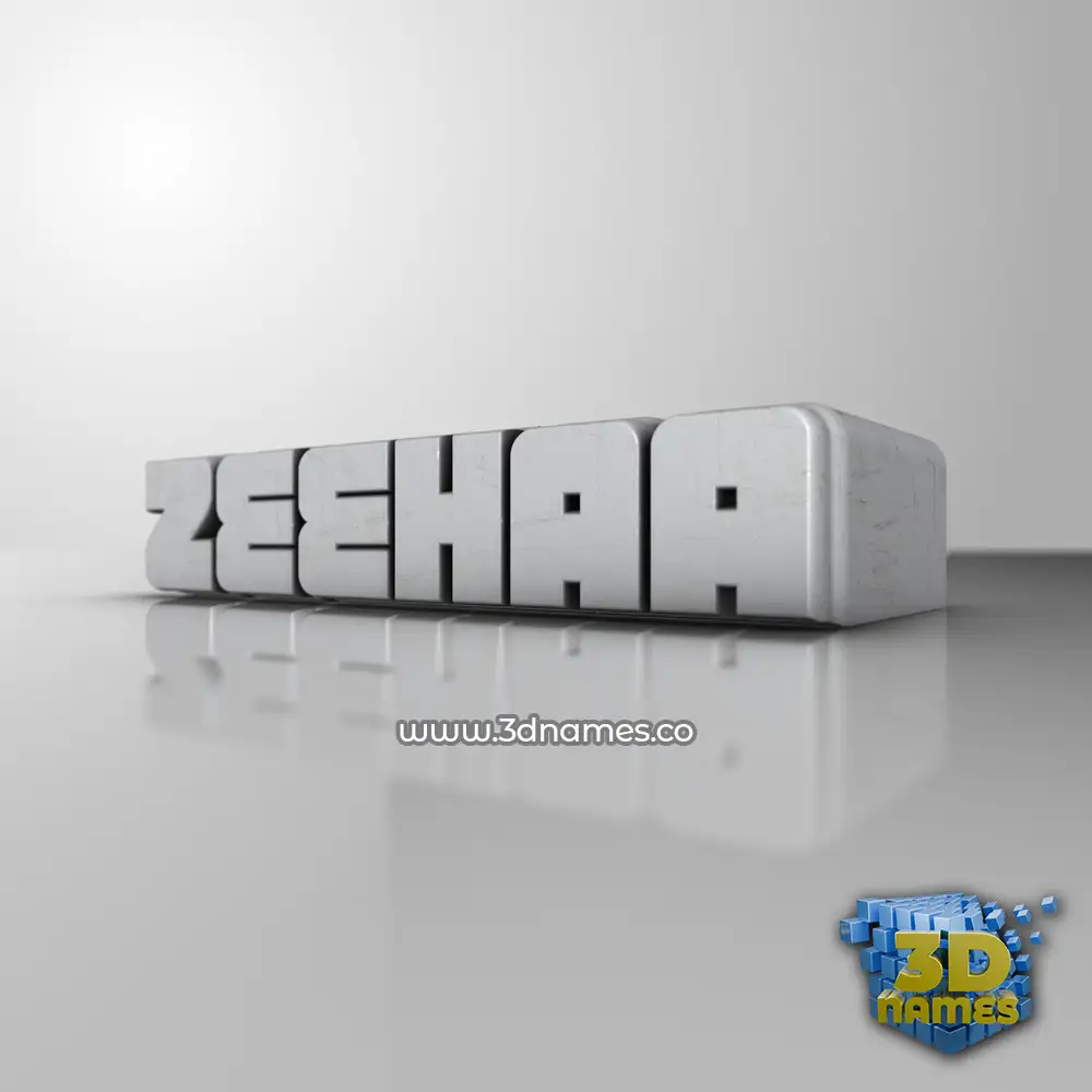 zeehaa in White Metro style - 3D name wallpaper