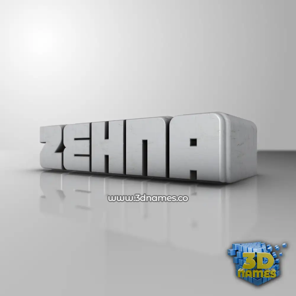 zehna in White Metro style - 3D name wallpaper