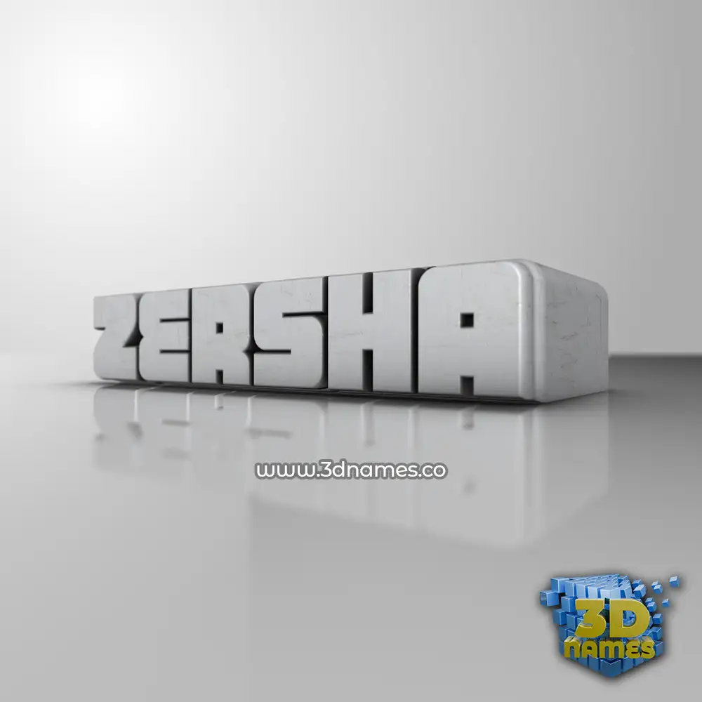 zersha in White Metro style - 3D name wallpaper