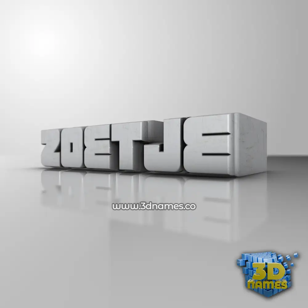 zoetje in White Metro style - 3D name wallpaper
