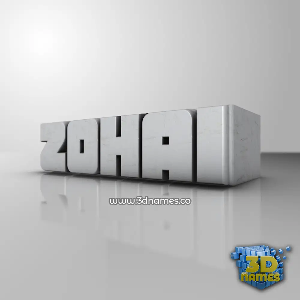 zohai in White Metro style - 3D name wallpaper