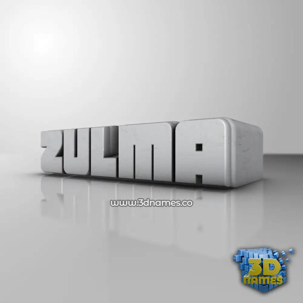 zulma in White Metro style - 3D name wallpaper