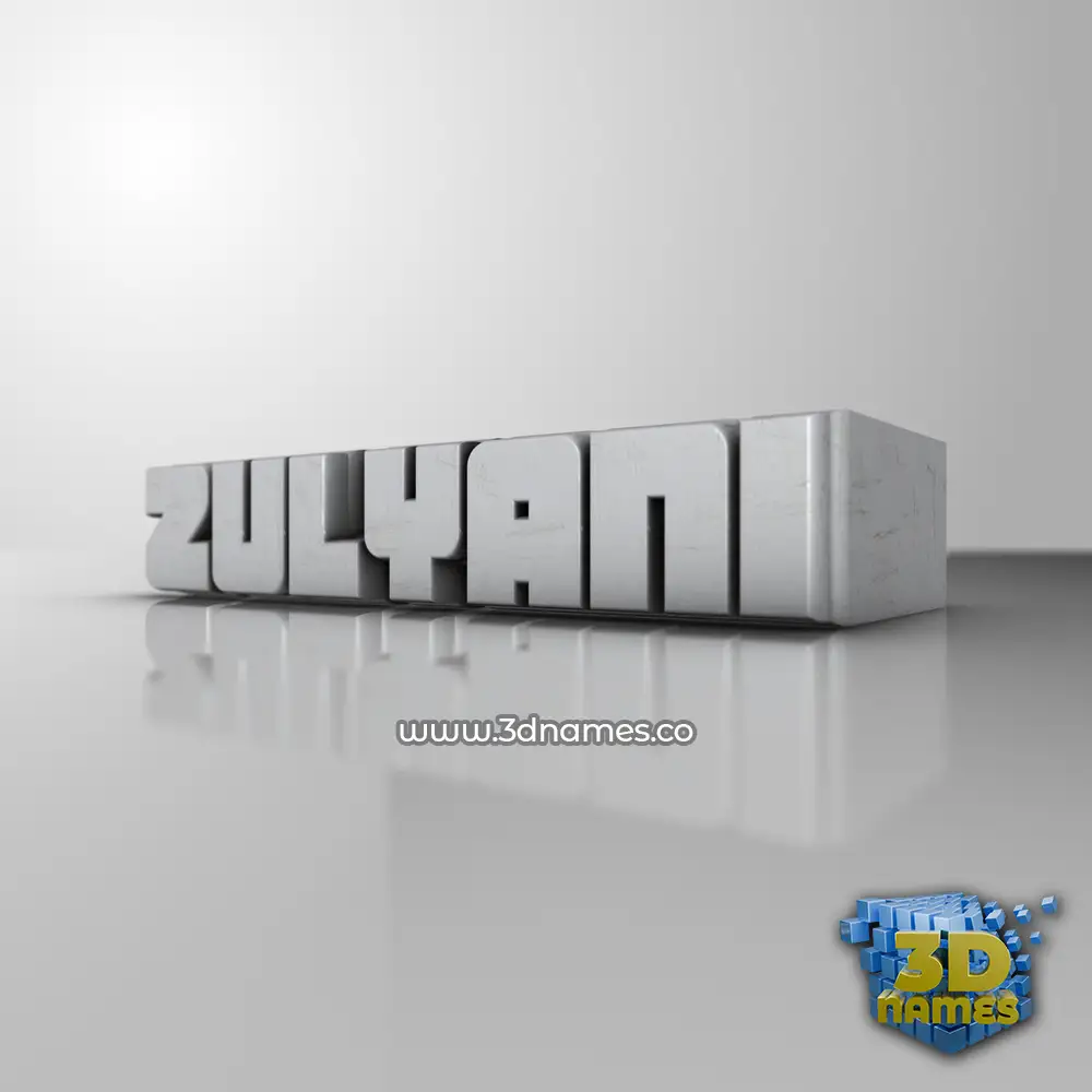 zulyani in White Metro style - 3D name wallpaper