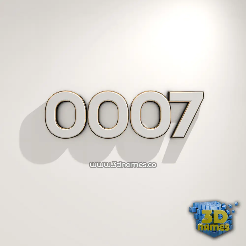 0007 in White Logo Warm style - 3D name wallpaper