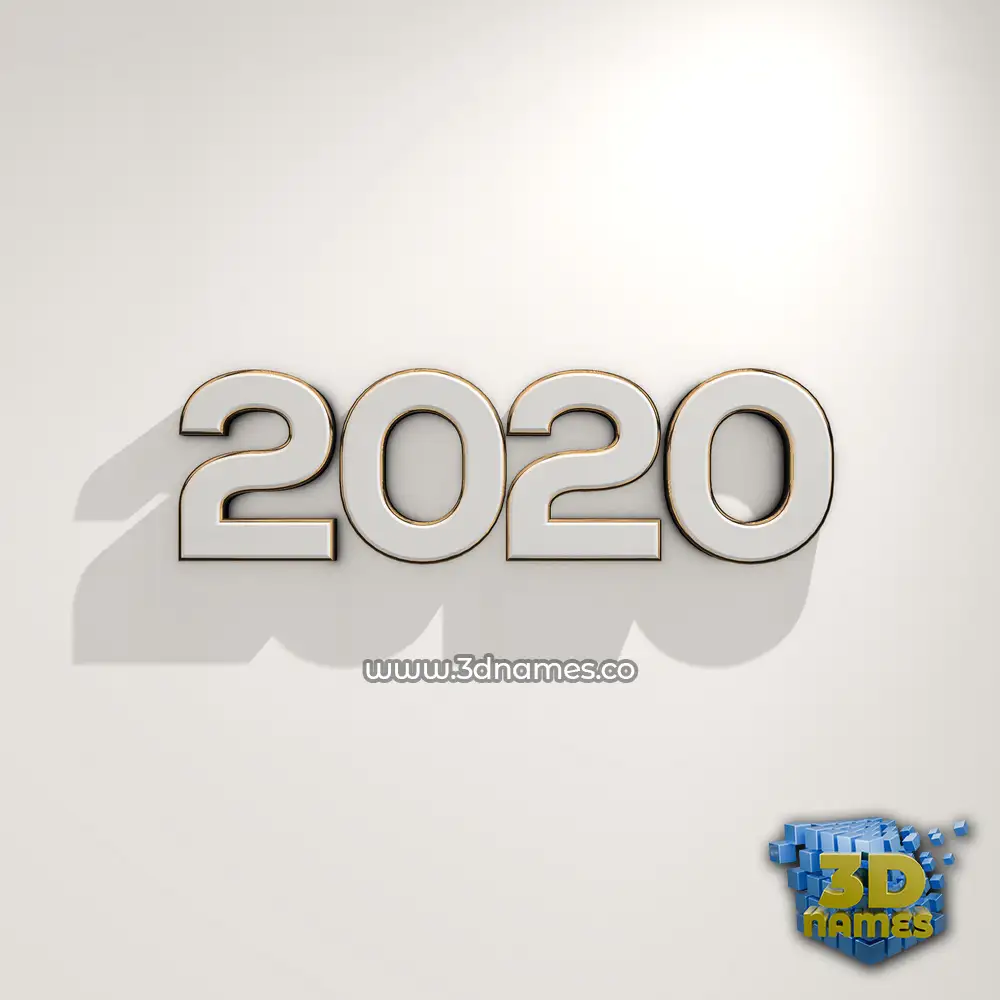 2020 in White Logo Warm style - 3D name wallpaper