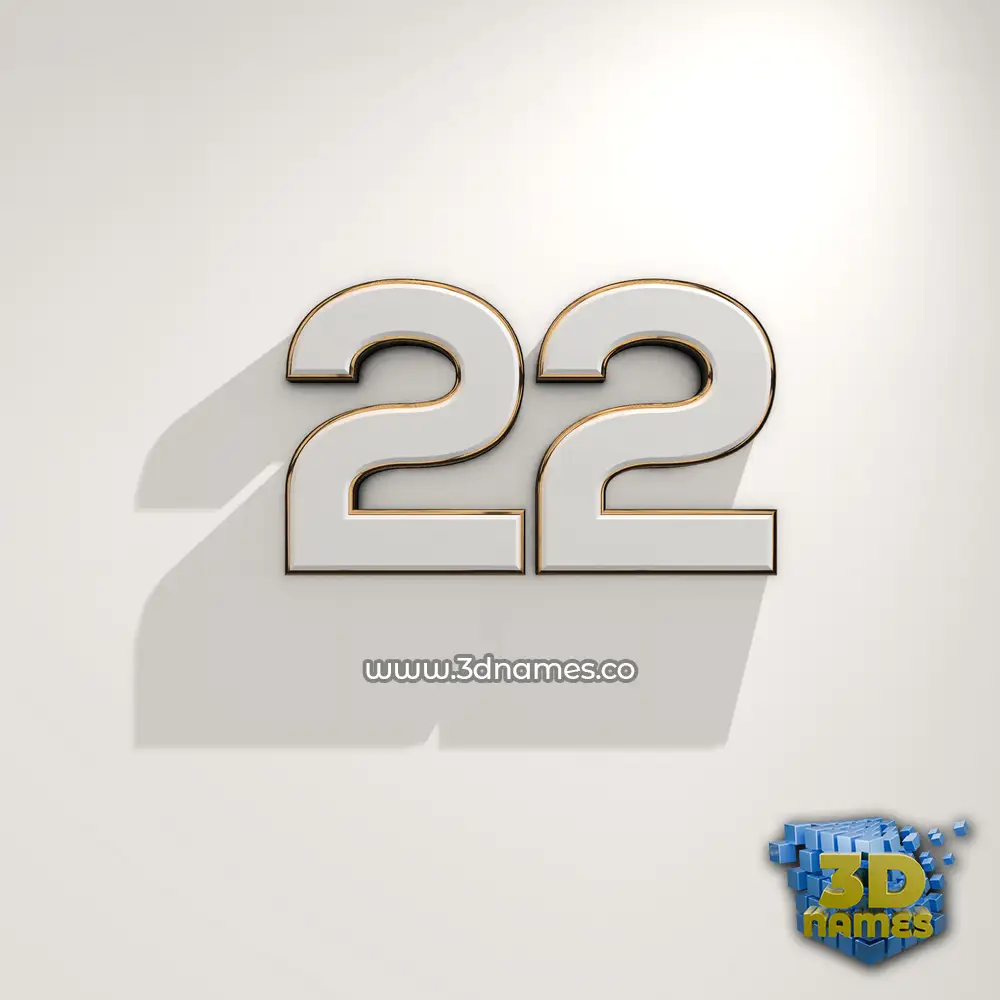 22 in White Logo Warm style - 3D name wallpaper