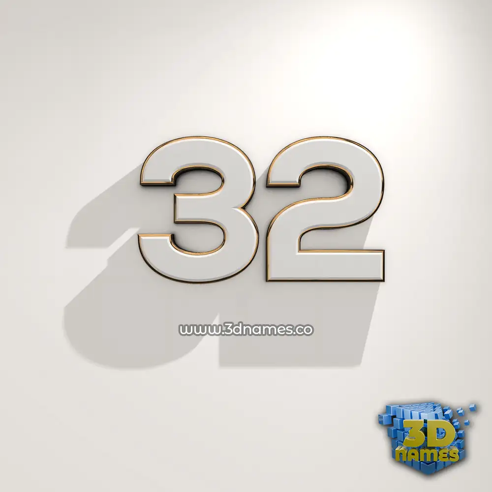 32 in White Logo Warm style - 3D name wallpaper