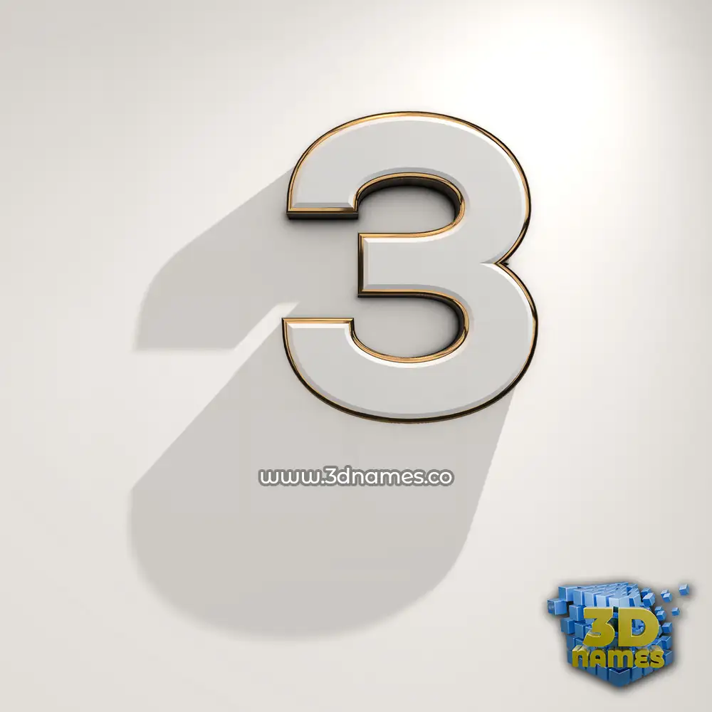 3 in White Logo Warm style - 3D name wallpaper