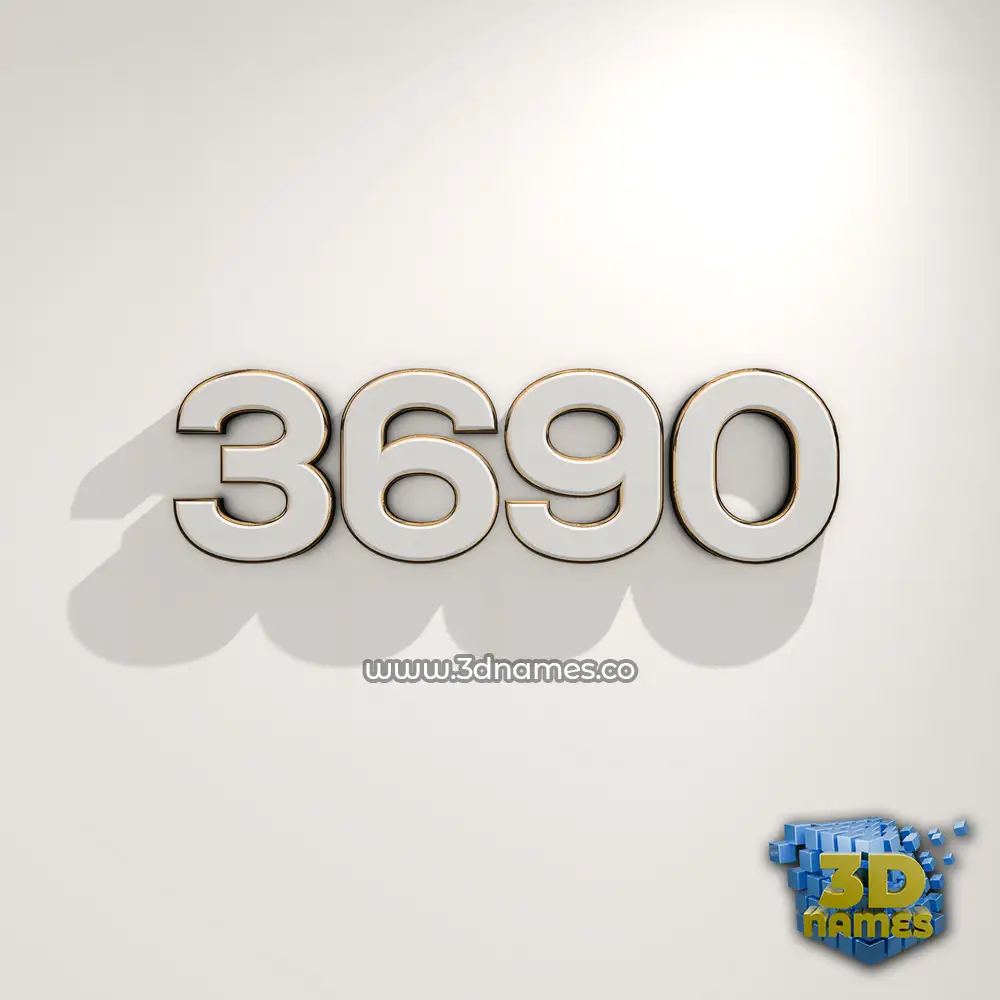 3690 in White Logo Warm style - 3D name wallpaper