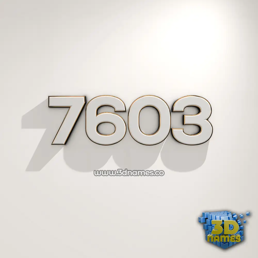 7603 in White Logo Warm style - 3D name wallpaper