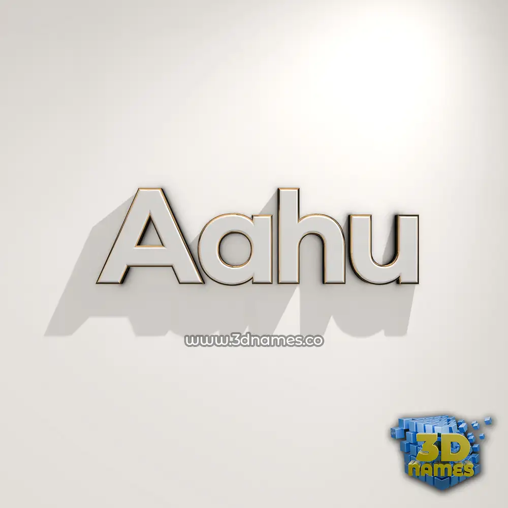 aahu in White Logo Warm style - 3D name wallpaper