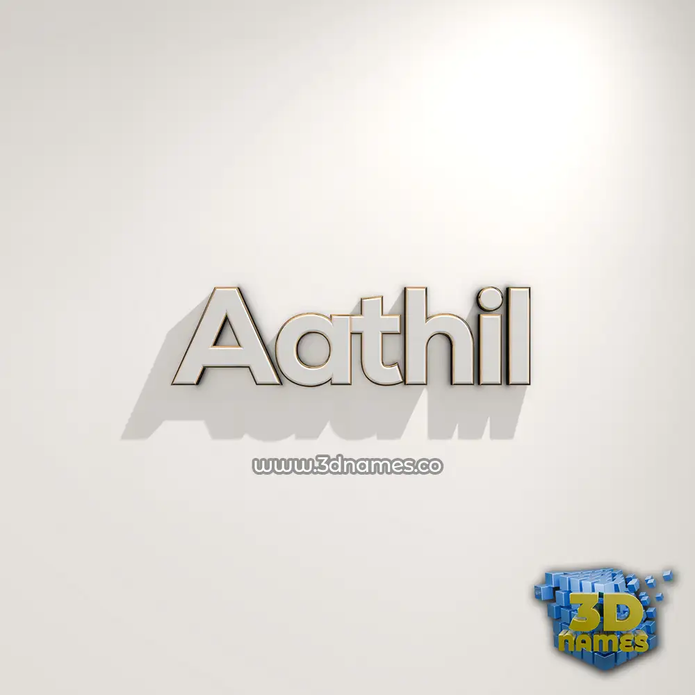 aathil in White Logo Warm style - 3D name wallpaper