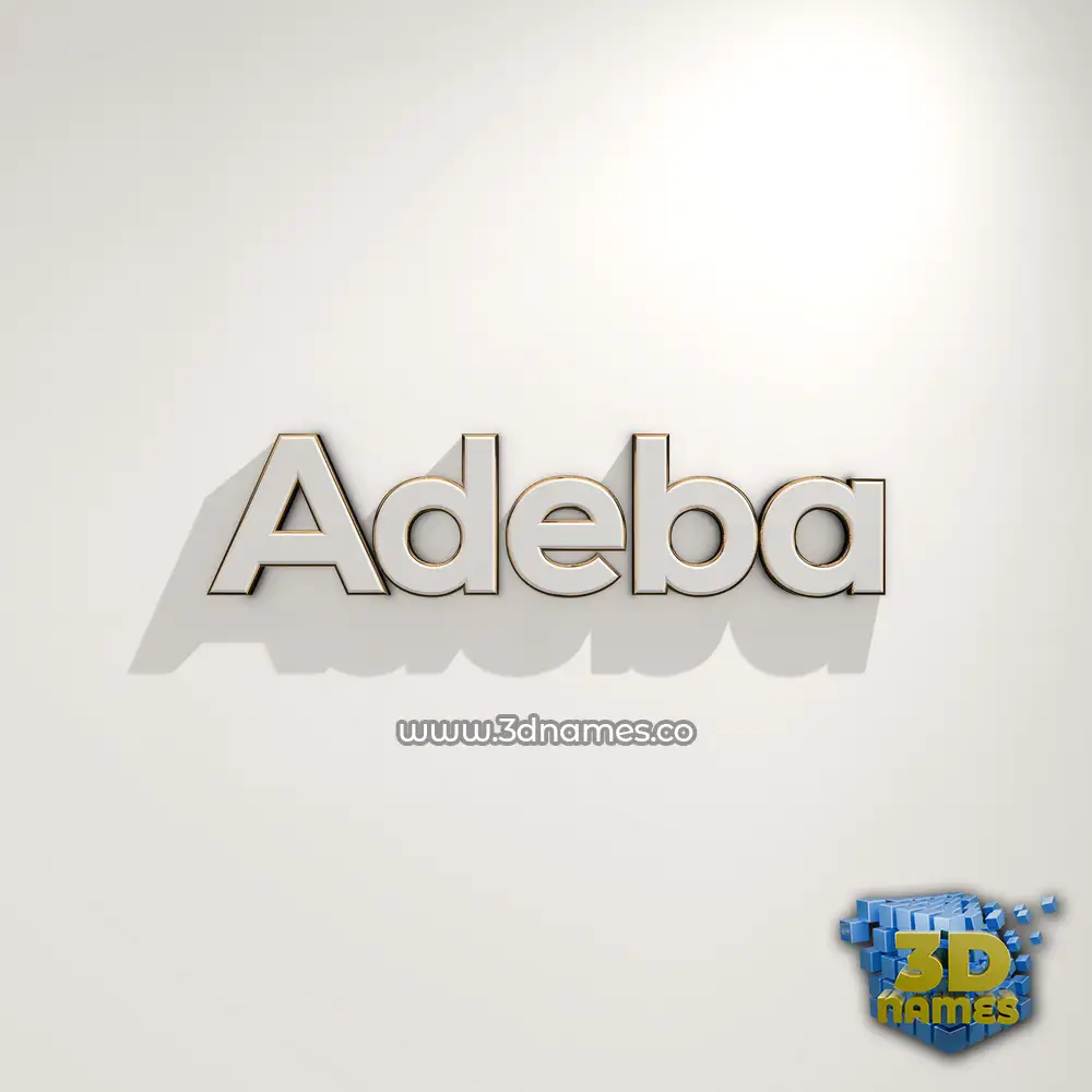 adeba in White Logo Warm style - 3D name wallpaper