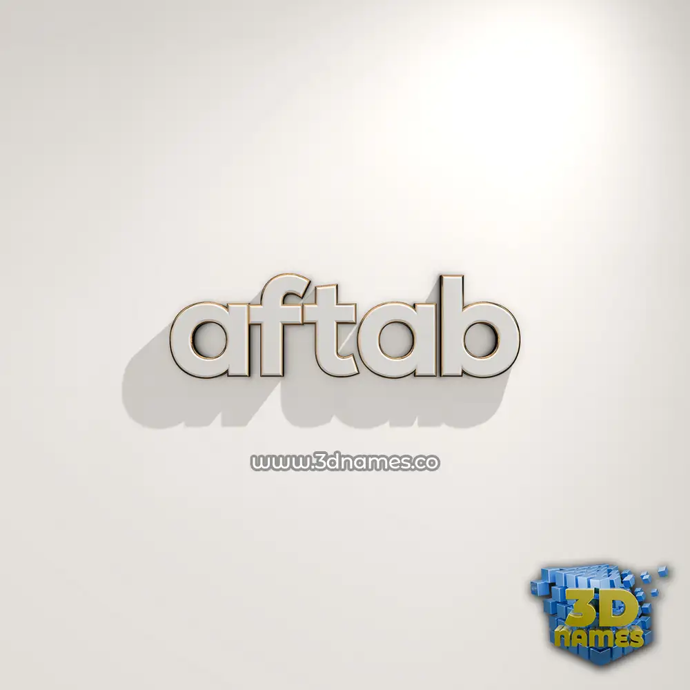 aftab in White Logo Warm style - 3D name wallpaper