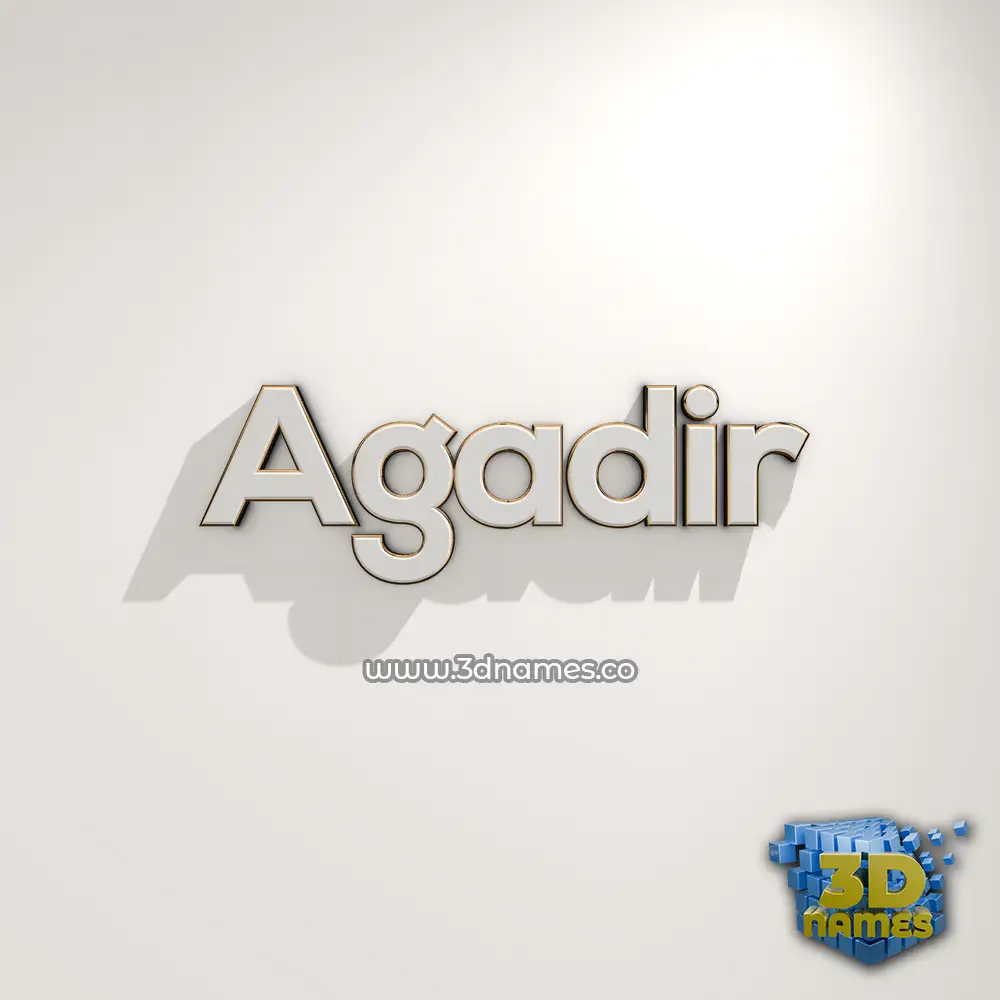 agadir in White Logo Warm style - 3D name wallpaper