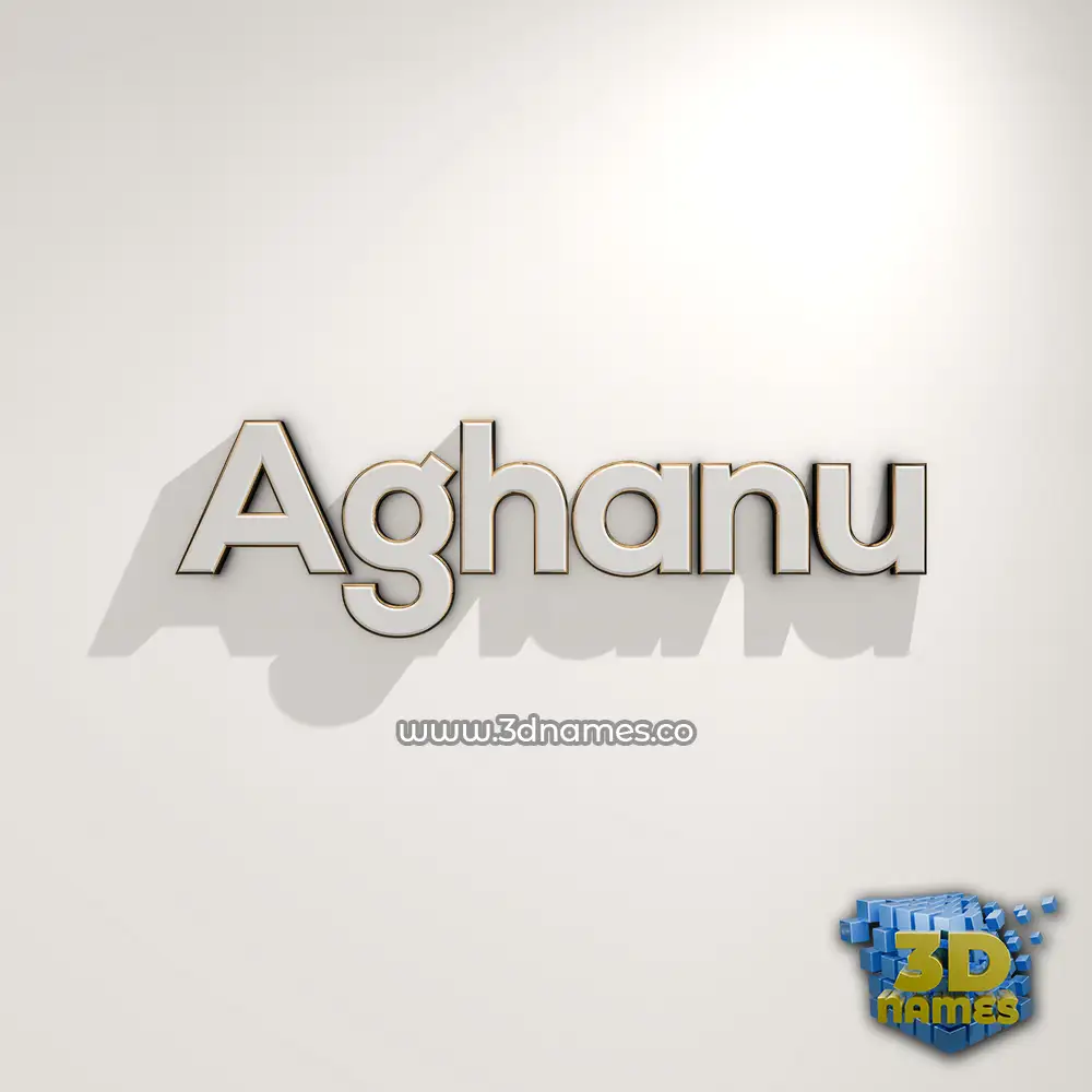 aghanu in White Logo Warm style - 3D name wallpaper