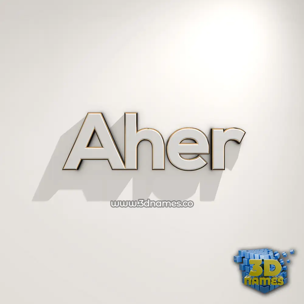 aher in White Logo Warm style - 3D name wallpaper