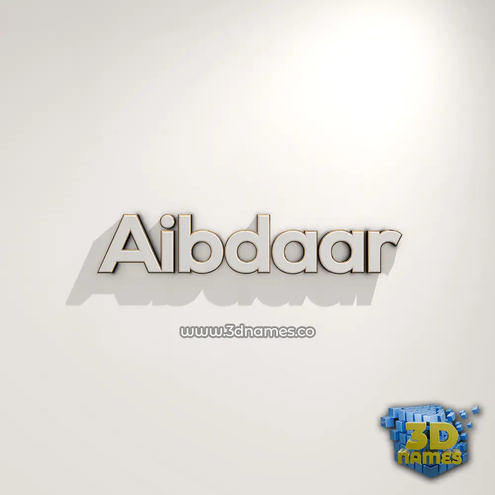 aibdaar in White Logo Warm style - 3D name wallpaper