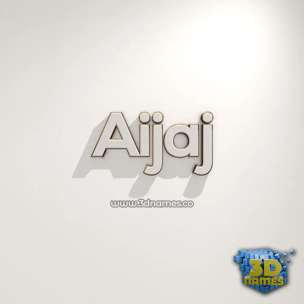 aijaj in White Logo Warm style - 3D name wallpaper