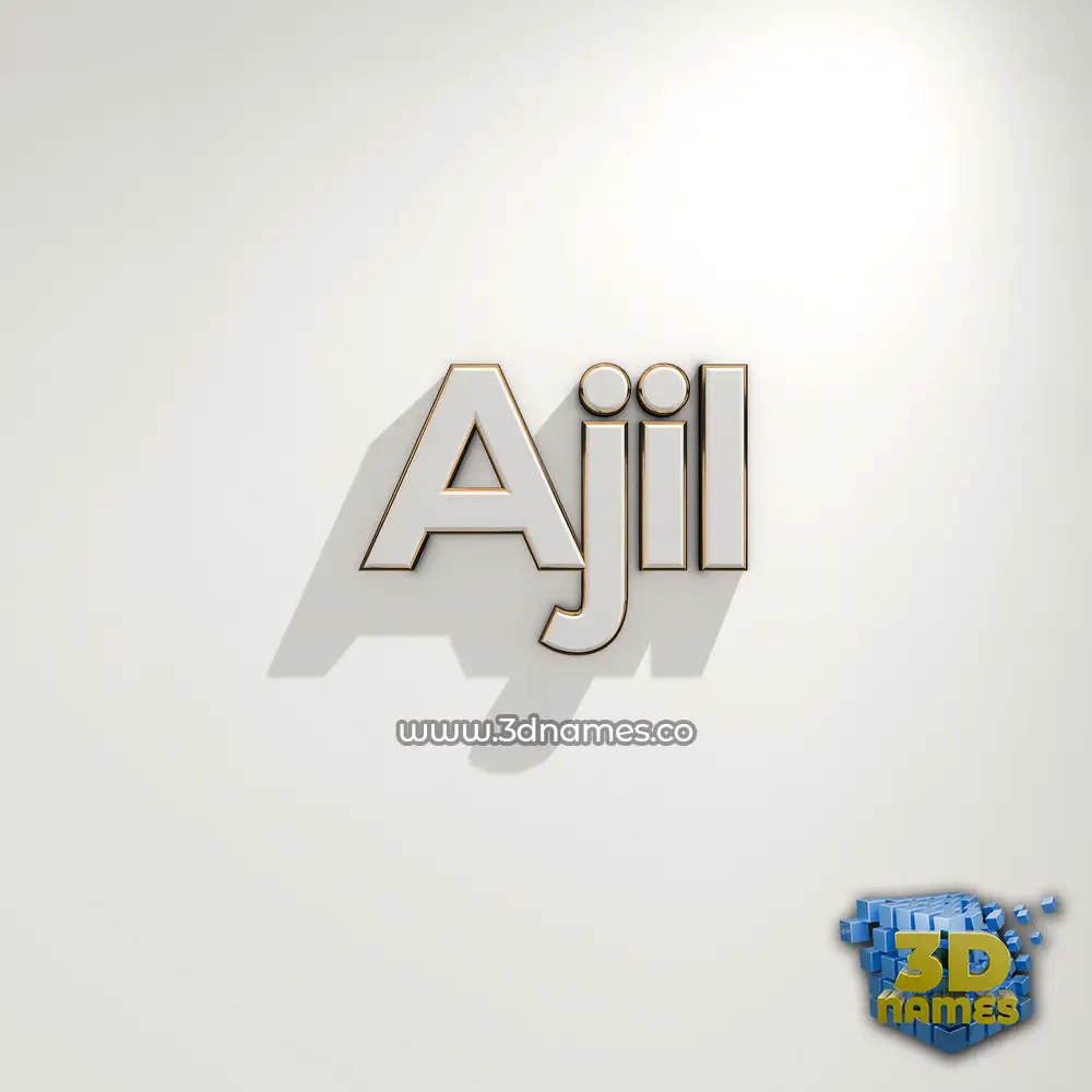 ajil in White Logo Warm style - 3D name wallpaper