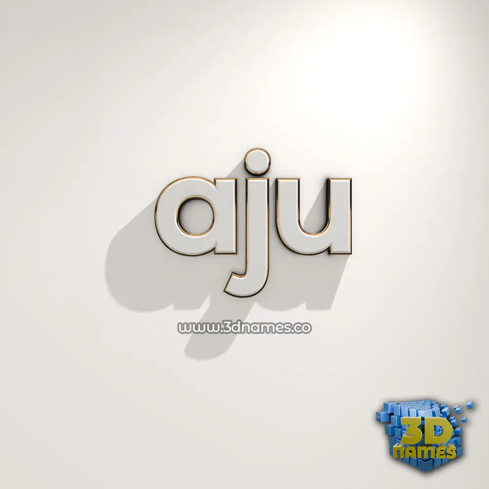 aju in White Logo Warm style - 3D name wallpaper