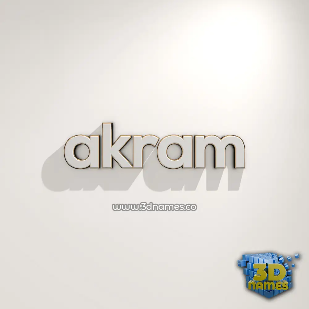 akram in White Logo Warm style - 3D name wallpaper