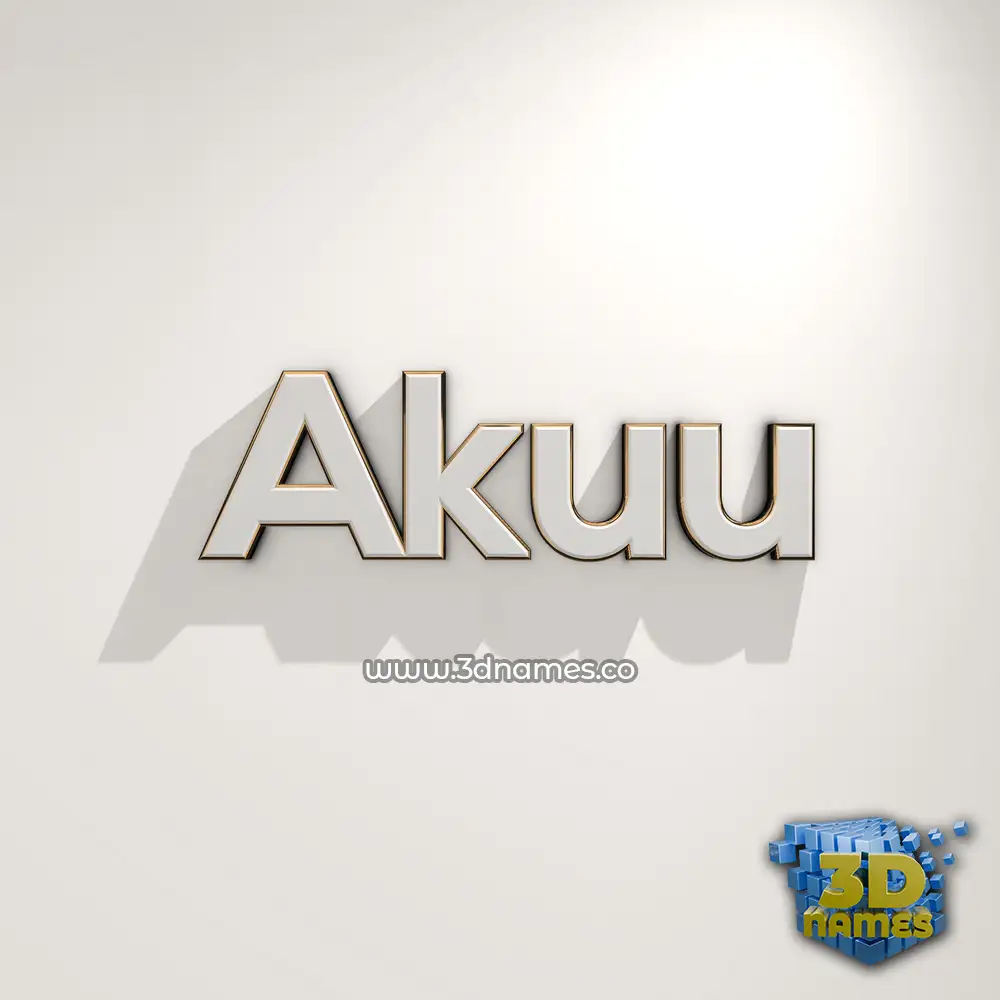 akuu in White Logo Warm style - 3D name wallpaper