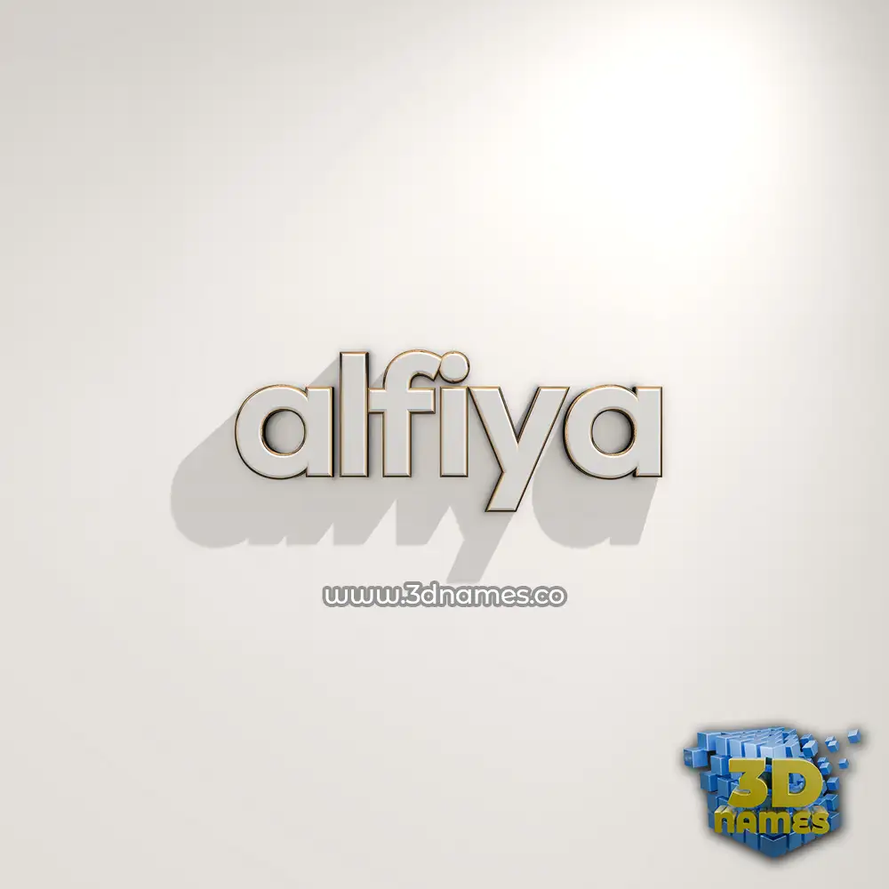 alfiya in White Logo Warm style - 3D name wallpaper