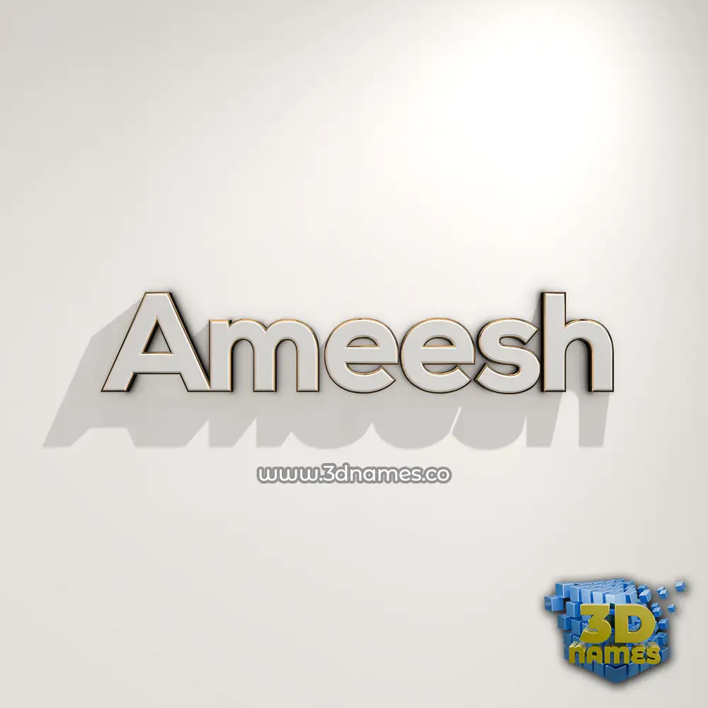 ameesh in White Logo Warm style - 3D name wallpaper