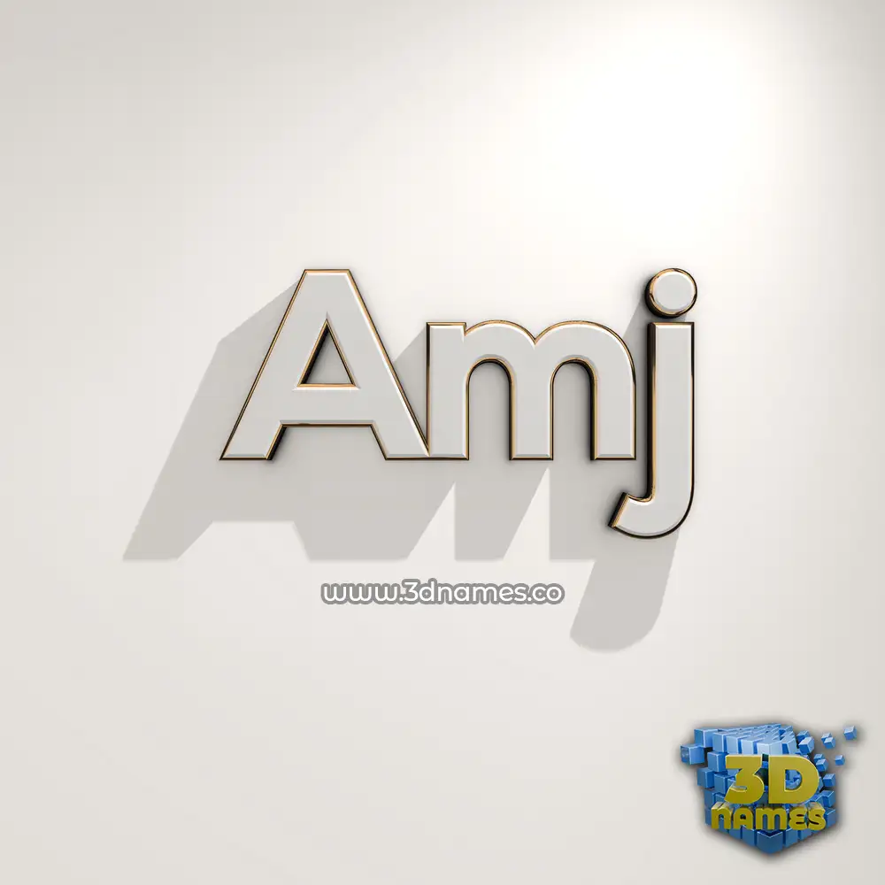 amj in White Logo Warm style - 3D name wallpaper