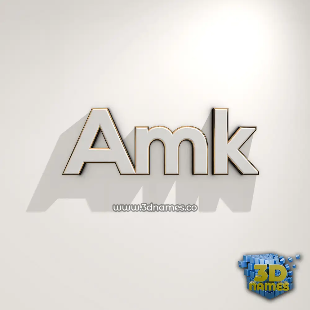 amk in White Logo Warm style - 3D name wallpaper