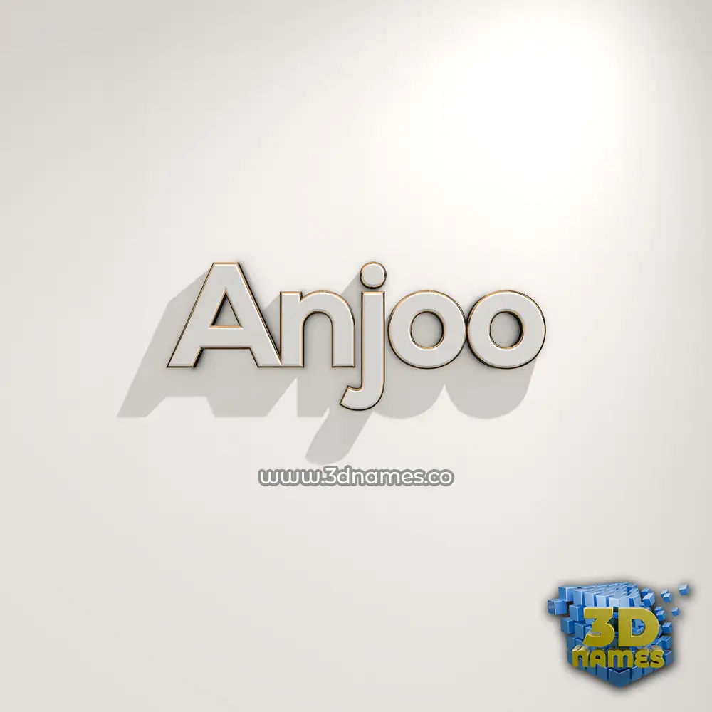 anjoo in White Logo Warm style - 3D name wallpaper