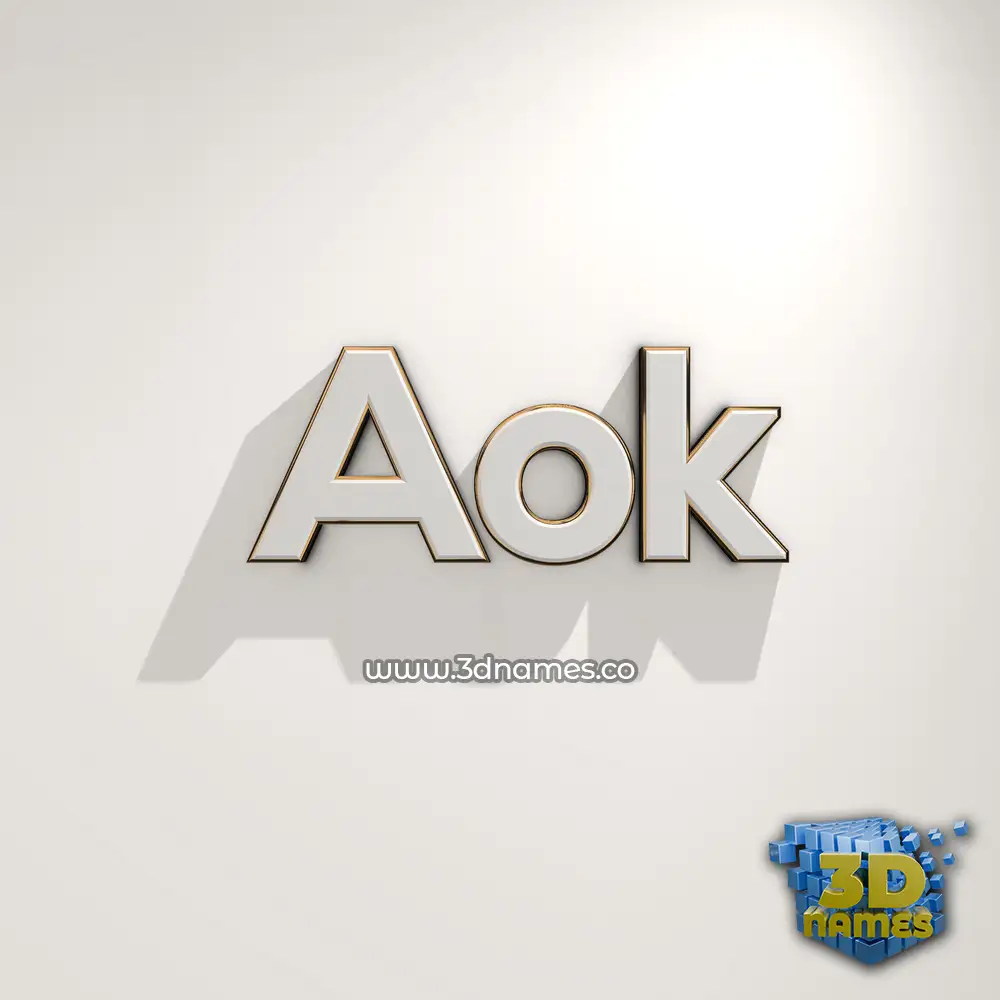 aok in White Logo Warm style - 3D name wallpaper