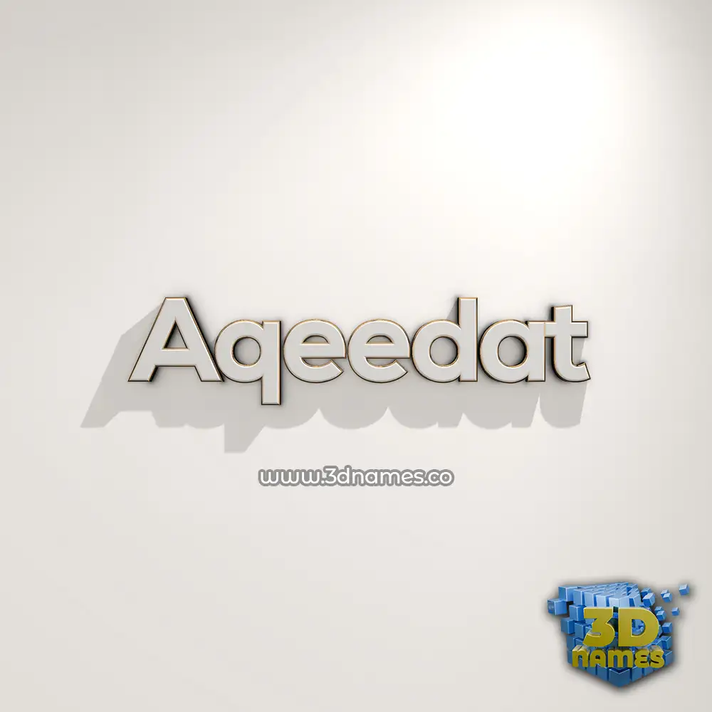 aqeedat in White Logo Warm style - 3D name wallpaper